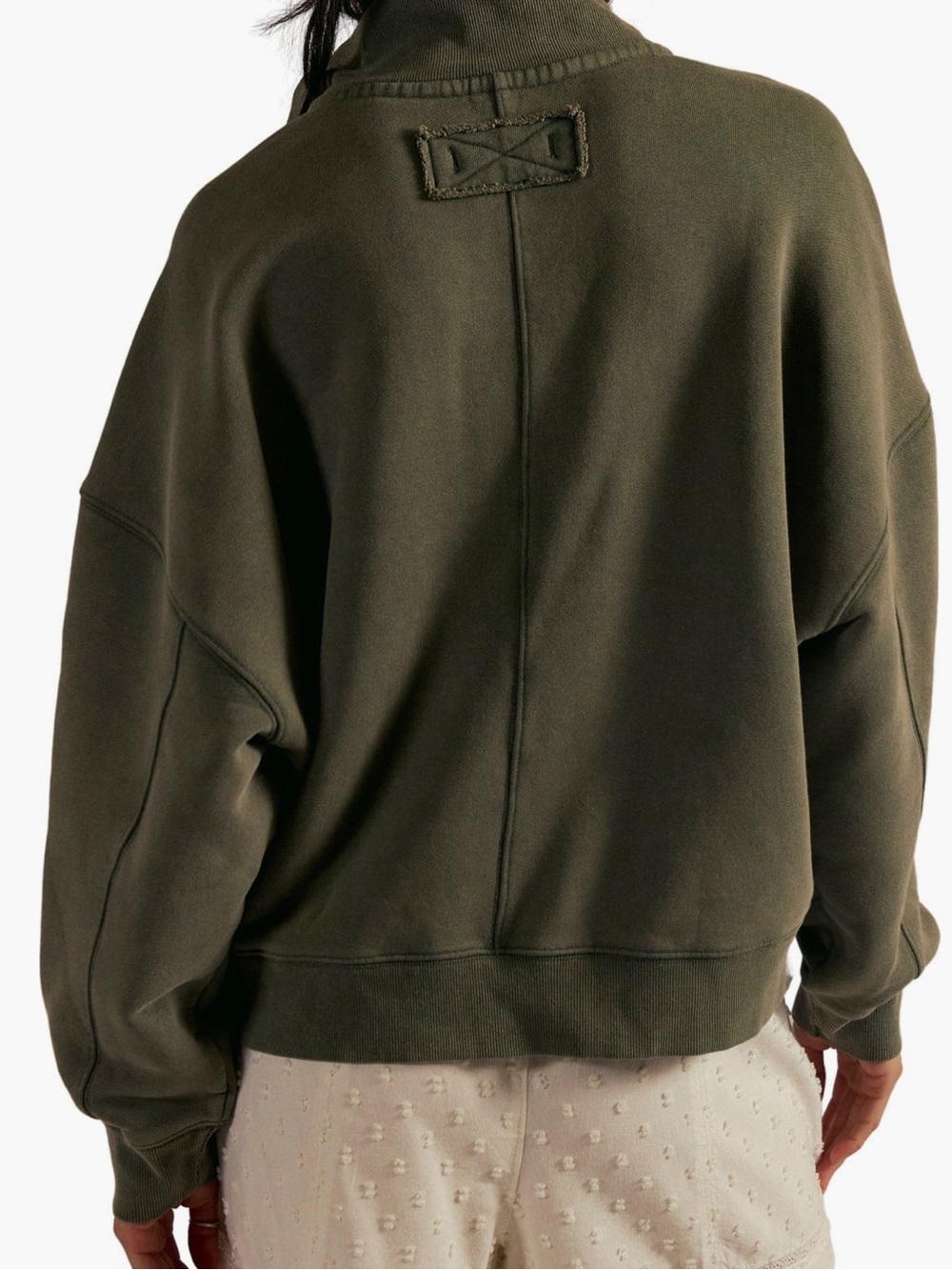 We The Free Moss Green Snap Up Pullover - Picture 2 of 6